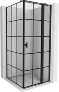 Mexen Mist T cabine de douche pivotante droite 100 x 100 cm, grille noire, noir - 8A4T-100-100-70-77-P