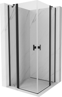 Mexen Mist Duo cabine de douche pivotante 75 x 75 cm, transparente, noire - 8A4-075-075-70-00