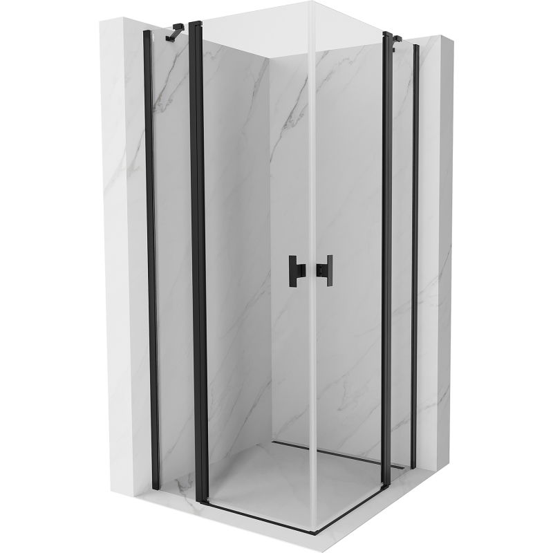 Mexen Mist Duo cabine de douche pivotante 90 x 90 cm, transparent, noire - 8A4-090-090-70-00