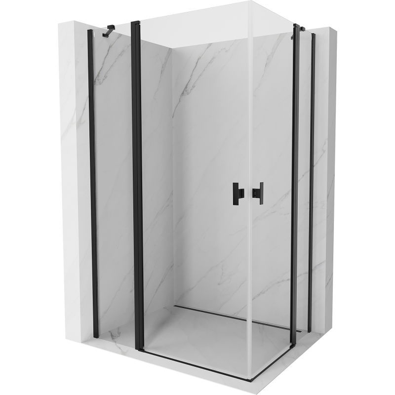Mexen Mist Duo cabine de douche avec porte battante 115 x 100 cm, transparent, noir - 8A4-115-100-70-00