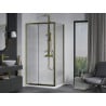 Mexen Apia cabine de douche coulissante 90 x 80 cm, transparent, doré + receveur Flat, blanc - 840-090-080-50-00-4010G