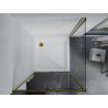 Mexen Apia cabine de douche coulissante 90 x 90 cm, transparent, doré + receveur Flat, blanc - 840-090-090-50-00-4010G