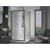 Mexen Apia cabine de douche coulissante 90 x 90 cm, transparent, doré + receveur Flat, blanc - 840-090-090-50-00-4010G