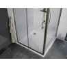 Mexen Apia cabine de douche coulissante 90 x 90 cm, transparent, doré + receveur Flat, blanc - 840-090-090-50-00-4010G