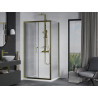 Mexen Apia cabine de douche coulissante 100 x 80 cm, transparent, doré + receveur plat, blanc - 840-100-080-50-00-4010G