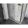 Mexen Apia cabine de douche coulissante 100 x 90 cm, transparente, or + receveur Flat, blanc - 840-100-090-50-00-4010G