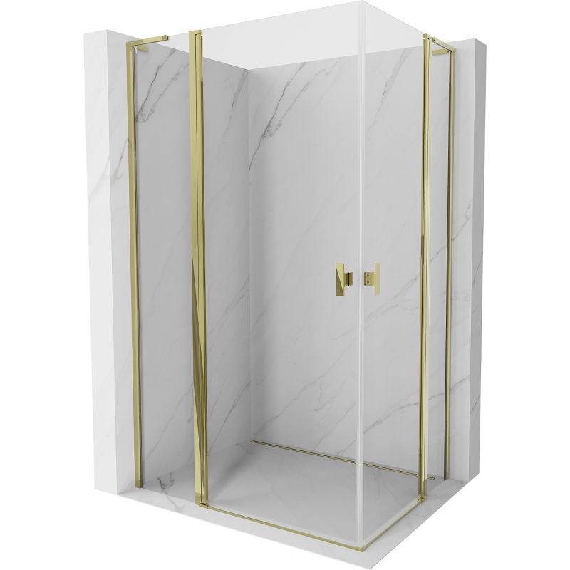 Mexen Mist L Duo cabine de douche pivotante 110 x 90 cm, transparent, or - 8A4L-110-090-50-00
