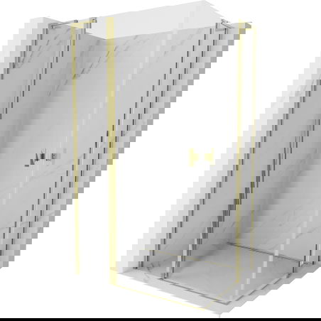 Mexen Mist L Duo cabine de douche pivotante 120 x 100 cm, transparent, or - 8A4L-120-100-50-00