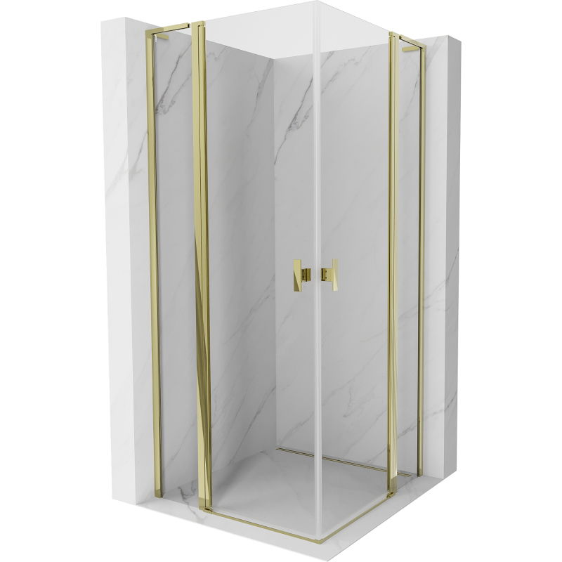 Mexen Mist L Duo cabine de douche pivotante 110 x 110 cm, transparent, or - 8A4L-110-110-50-00