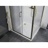 Mexen Apia cabine de douche coulissante 100 x 100 cm, transparent, or + receveur Flat, blanc - 840-100-100-50-00-4010G
