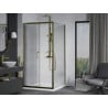 Mexen Apia cabine de douche coulissante 100 x 100 cm, transparent, dorée + receveur Flat, blanc- 840-100-100-50-00-4010G