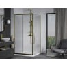 Mexen Apia cabine de douche coulissante 100 x 100 cm, transparent, dorée + receveur Flat, blanc- 840-100-100-50-00-4010G