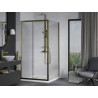 Mexen Apia cabine de douche coulissante 100 x 100 cm, transparent, or + receveur Flat, blanc - 840-100-100-50-00-4010G