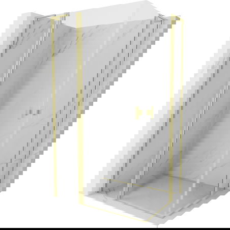 Mexen Mist L Duo cabine de douche pivotante 95 x 90 cm, transparent, or brossé - 8A4L-095-090-55-00