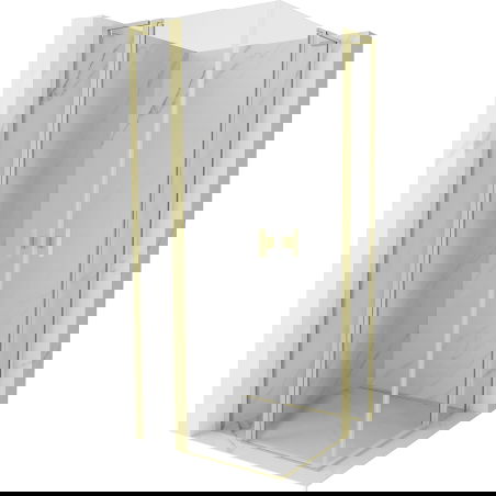 Mexen Mist L Douche à double porte battante 95 x 95 cm, transparente, or brossé - 8A4L-095-095-55-00