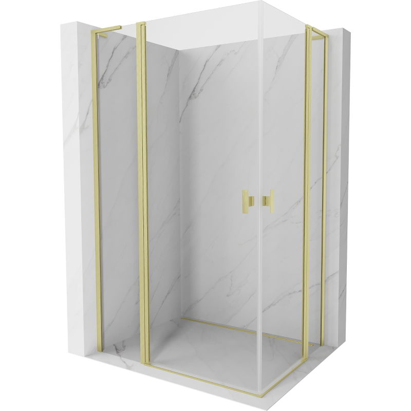 Mexen Mist L Duo cabine de douche à charnière 110 x 100 cm, transparent, or brossé - 8A4L-110-100-55-00