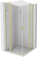 Mexen Mist L Duo cabine de douche pivotante 110 x 110 cm, transparent, or brossé - 8A4L-110-110-55-00