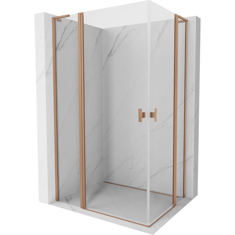Mexen Mist L Duo cabine de douche pivotante 110 x 95 cm, transparente, cuivre brossé - 8A4L-110-095-65-00