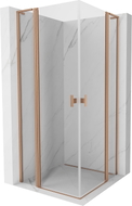 Mexen Mist L Duo cabine de douche pivotante 100 x 100 cm, transparent, cuivre brossé - 8A4L-100-100-65-00