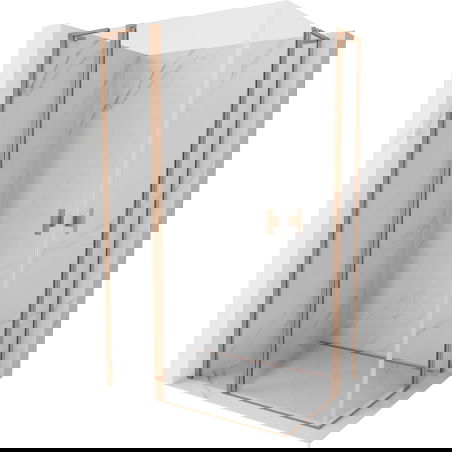 Cabine de douche pivotante Mexen Mist L Duo 115 x 100 cm, transparent, cuivre brossé - 8A4L-115-100-65-00