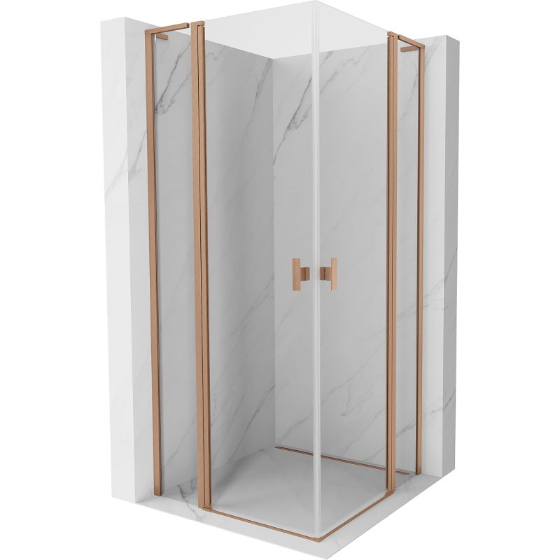 Mexen Mist L Duo cabine de douche pivotante 115 x 115 cm, transparent, cuivre brossé - 8A4L-115-115-65-00