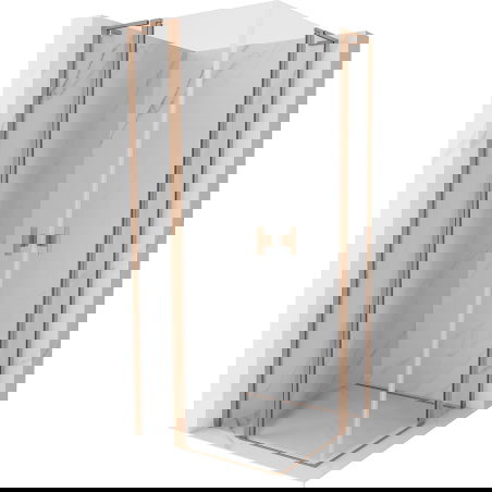 Mexen Mist L Duo cabine de douche battante 120 x 120 cm, transparent, cuivre brossé - 8A4L-120-120-65-00