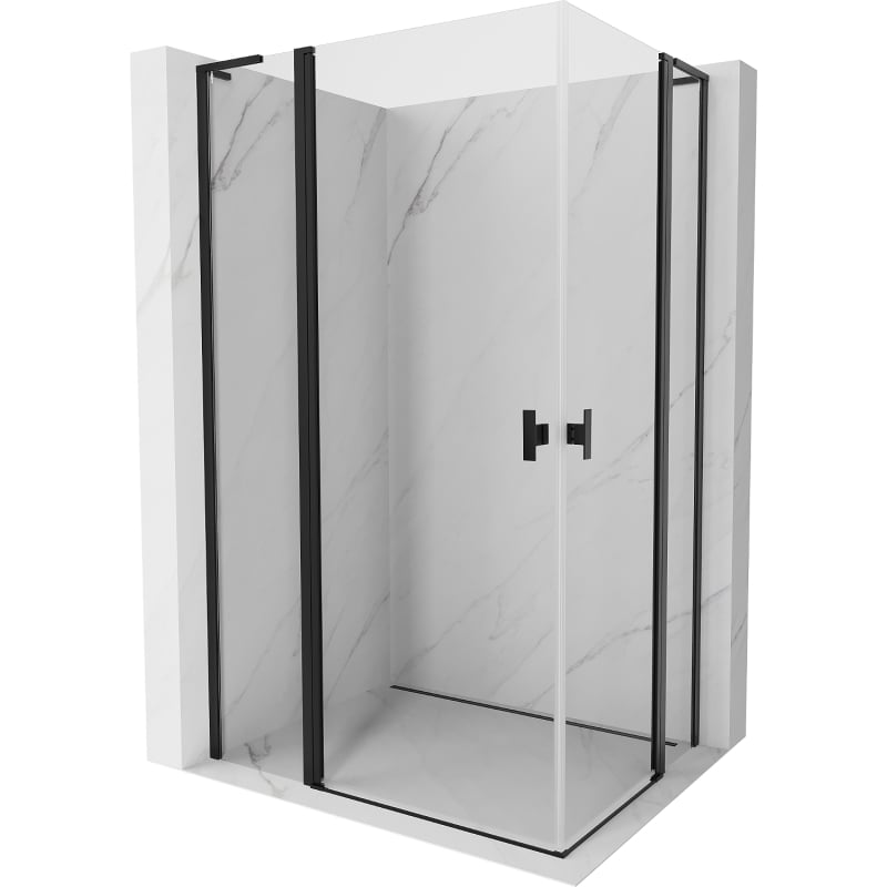 Mexen Mist L Duo cabine de douche pivotante 115 x 100 cm, transparent, noir - 8A4L-115-100-70-00
