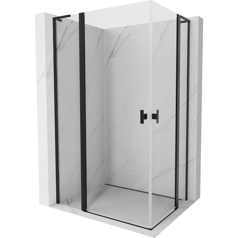 Mexen Mist L Duo cabine de douche pivotante 110 x 105 cm, transparent, noir - 8A4L-110-105-70-00