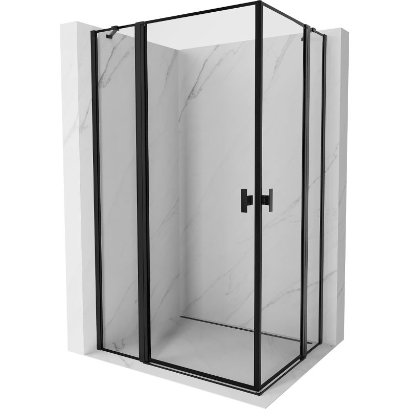 Mexen Mist Duo cabine de douche pivotante 95 x 80 cm, cadre noir, noir - 8A4-095L-080P-70-70