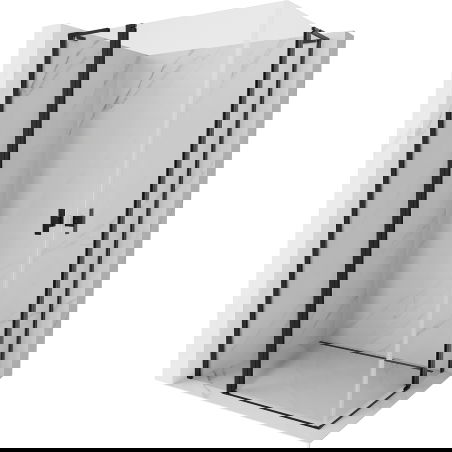 Mexen Mist L Duo cabina de douche pivotante 115 x 105 cm, transparente, noire - 8A4L-115-105-70-00