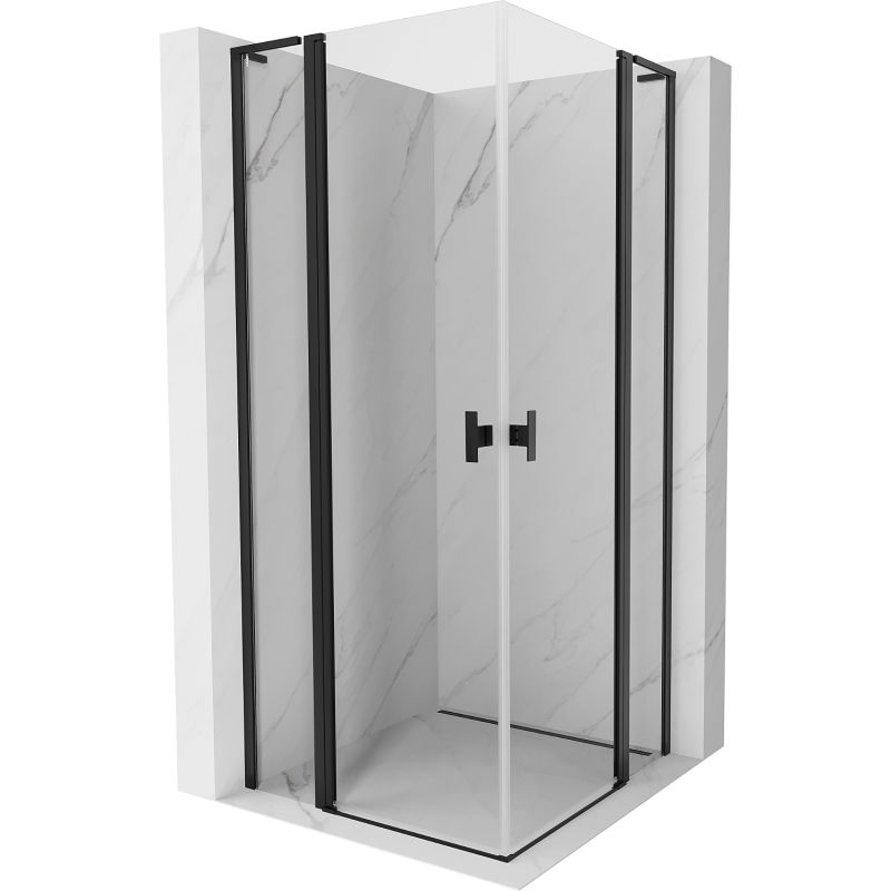 Cabine de douche pliante Mexen Mist L Duo 110 x 110 cm, transparente, noire - 8A4L-110-110-70-00