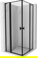 Mexen Mist L Duo cabine de douche pivotante 120 x 120 cm, cadre noir, noir - 8A4L-120L-120P-70-70