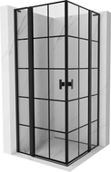 Mexen Mist L Duo cabine de douche pivotante 90 x 90 cm, grille noire, noire - 8A4L-090L-090P-70-77