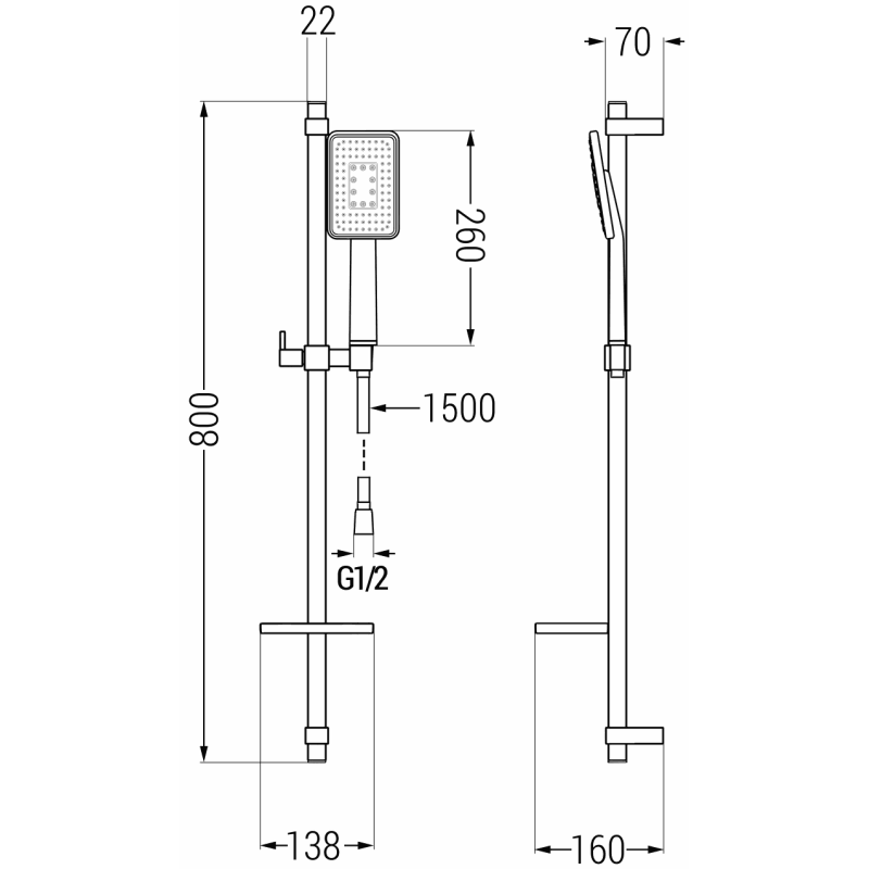 Mexen DQ54 ensemble de douche coulissant, noir - 785544581-71