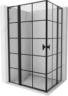 Mexen Mist L Duo cabine de douche battante 105 x 100 cm, grille noire, noir - 8A4L-105L-100P-70-77