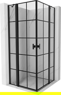 Mexen Mist Duo cabine de douche pivotante 80 x 80 cm, grille noire, noire - 8A4-080L-080P-70-77