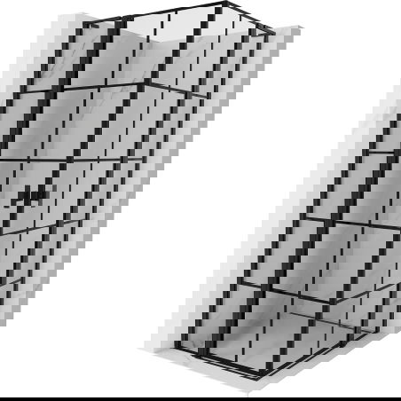 Mexen Mist L Duo cabine de douche pivotante 115 x 115 cm, grille noire, noir - 8A4L-115L-115P-70-77