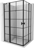 Mexen Mist Duo cabine de douche pivotante 120 x 80 cm, grille noire, noir - 8A4-120L-080P-70-77