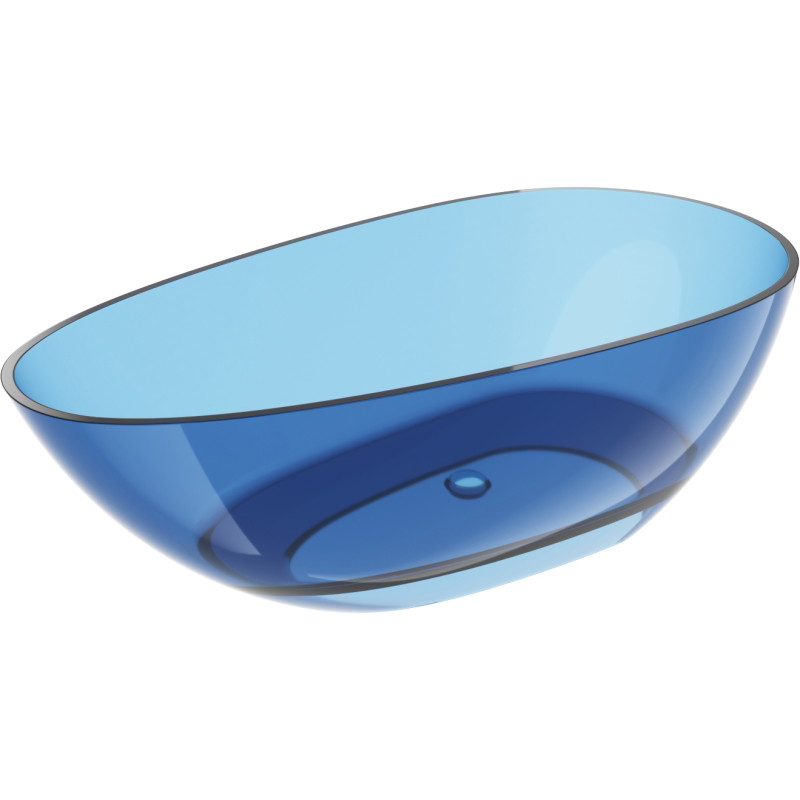 Mexen Glass baignoire autonome transparente 170 x 85 cm, denim, bouchon chromé - 58061708507