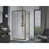 Mexen Apia cabine de douche coulissante 130 x 90 cm, transparent, or + receveur Flat, blanc- 840-130-090-50-00-4010G