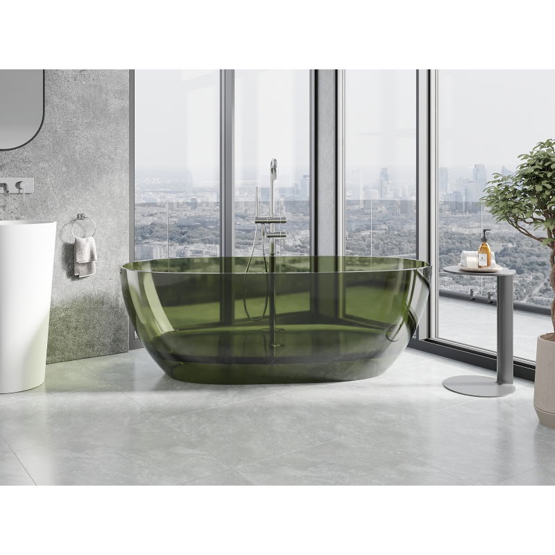 Mexen Pure olive baignoire autoportante transparente 170 x 80 cm, bonde chromée - 58071708001