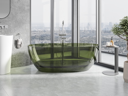 Mexen Pure olive baignoire autoportante transparente 170 x 80 cm, bouchon chromé - 58071708001
