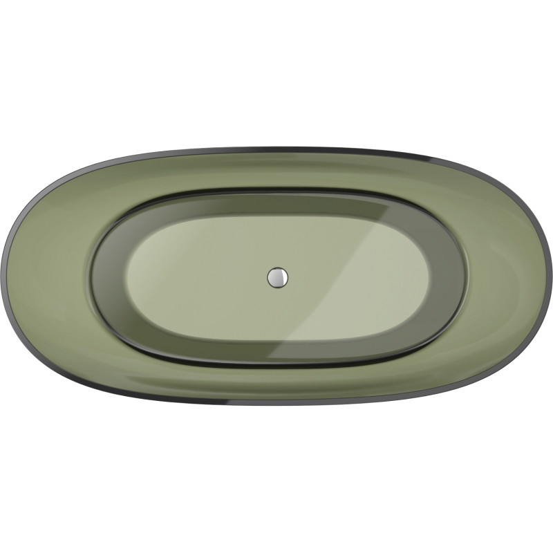 Mexen Pure baignoire îlot transparente 170 x 80 cm, olive, bonde chromée - 58071708001