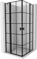 Mexen Mist Duo cabine de douche à charnière 110 x 110 cm, grille noire, noir - 8A4-110L-110P-70-77