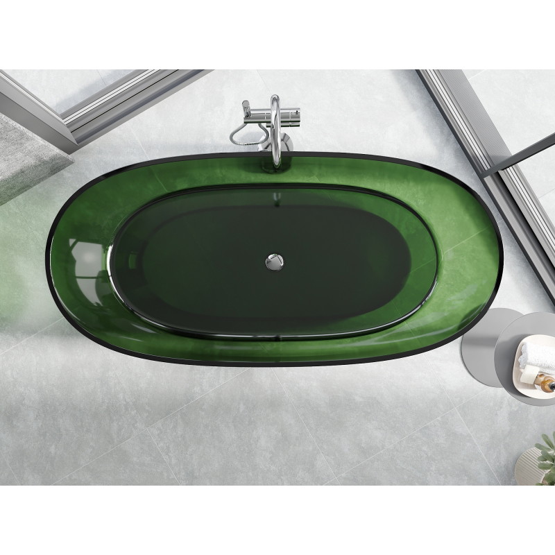 Mexen Pure baignoire autoportante transparente 170 x 80 cm, forêt, bouchon chromé - 58071708002