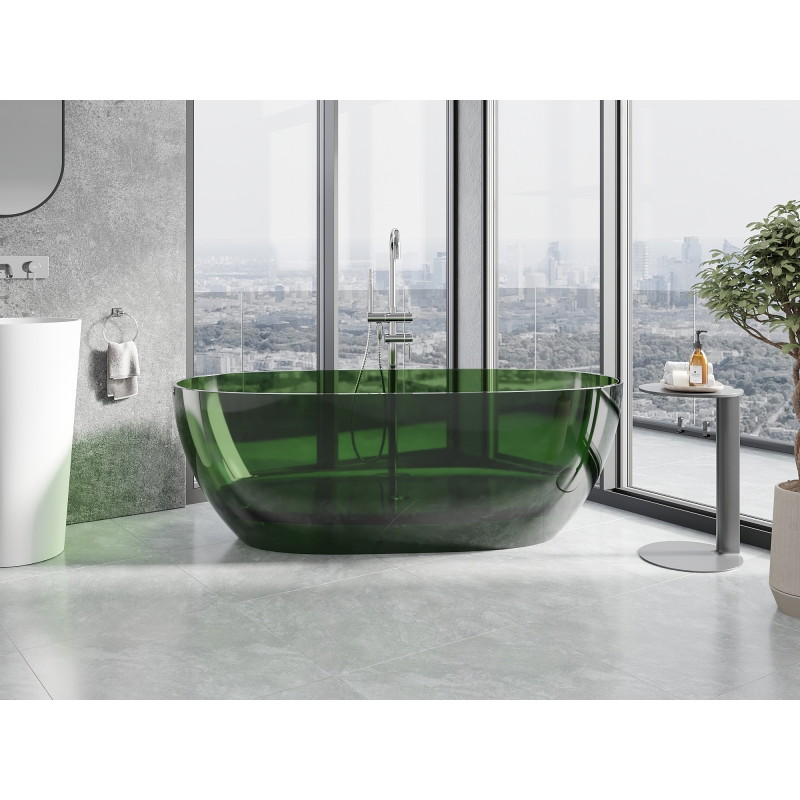 Mexen Pure baignoire autoportante transparente 170 x 80 cm, forêt, bouchon chromé - 58071708002