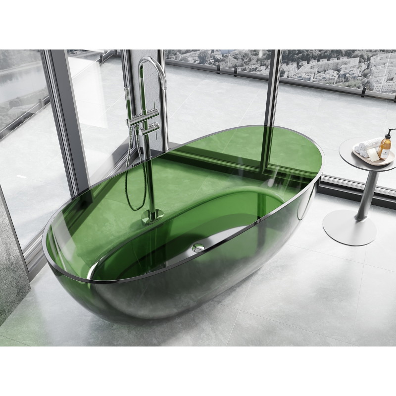 Mexen Pure baignoire autoportante transparente 170 x 80 cm, forêt, bouchon chromé - 58071708002