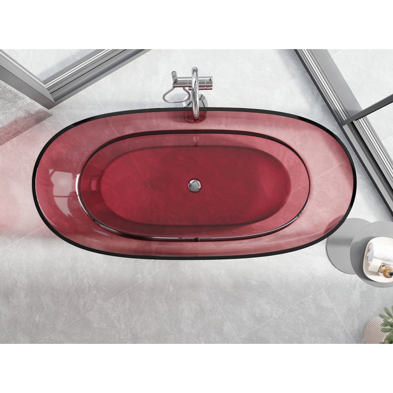 Mexen Pure baignoire autoportante transparente 170 x 80 cm, éosine, bouchon chromé - 58071708003