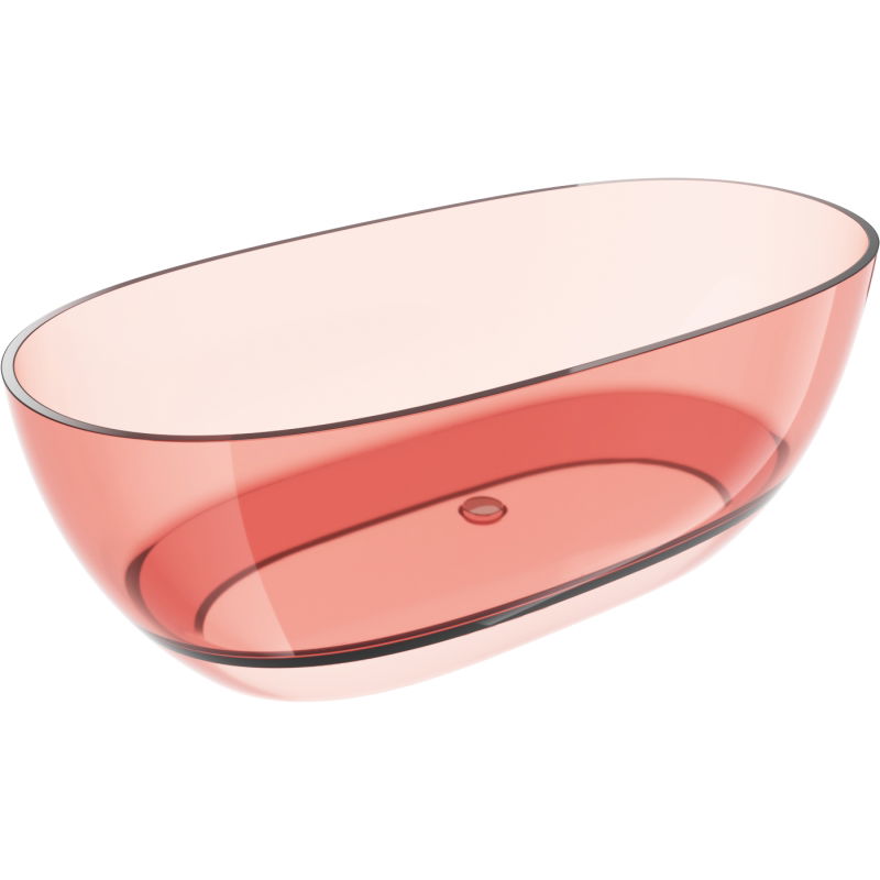 Mexen Pure bain autoportante transparente corail 170 x 80 cm, bonde chromée - 58071708004