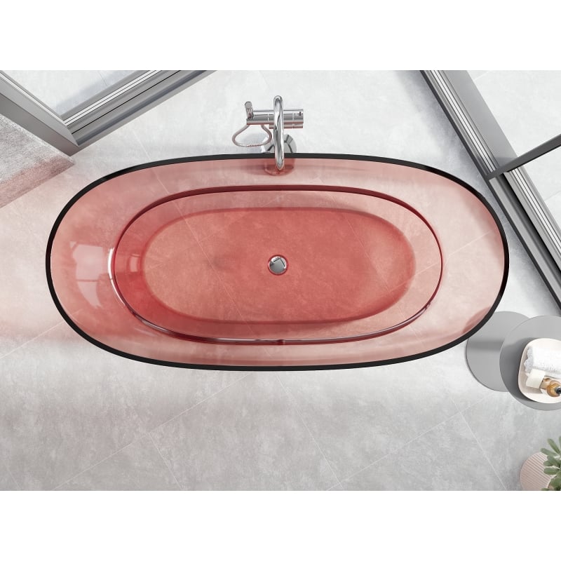 Mexen Pure baignoire autoportante transparente 170 x 80 cm, corail, bouchon chromé - 58071708004